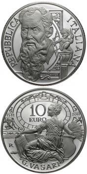 500e geboortedag Giorgio Vasari 10 euro Italië 2011 Proof